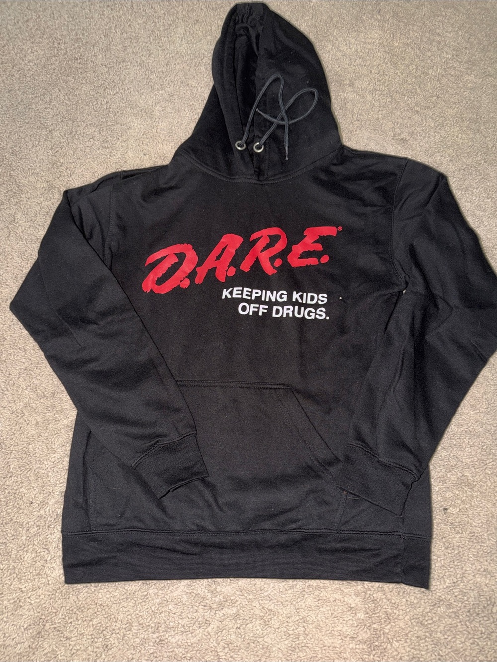 Gildan Black Hoodie with Red D.A.R.E. Logo